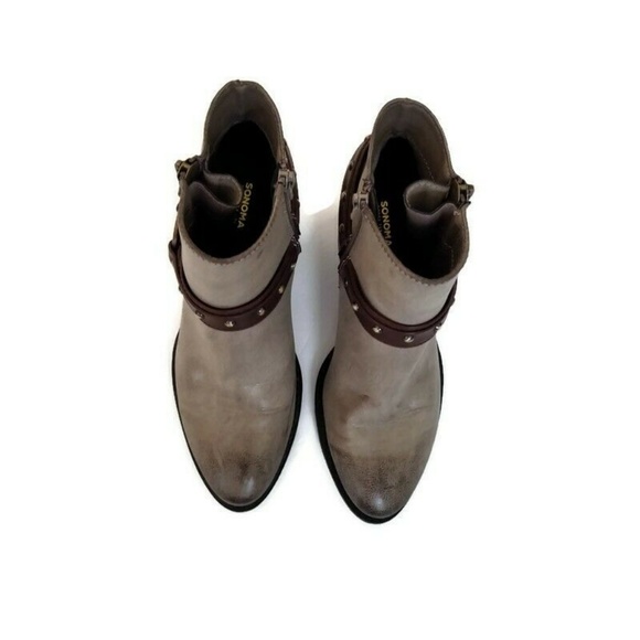 Kohls Sonoma Women's Biker Brown Ankle Boots Sz 8 - Picture 7 of 9